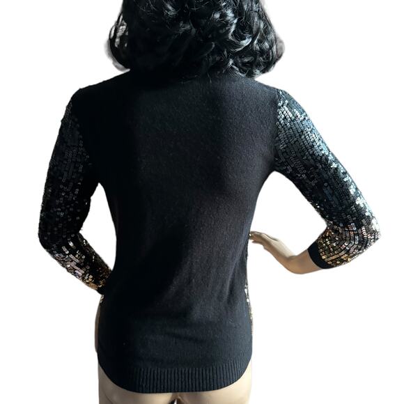 C by Bloomingdales cashmere mix sequenced cardigan black gold silver size small - Picture 8 of 15